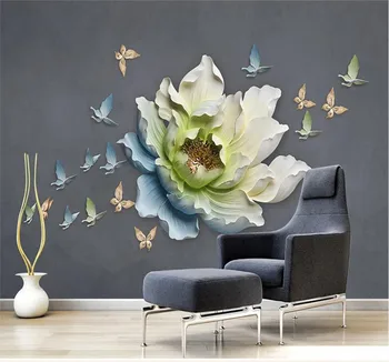 Prilagodljiv ozadje 3D/5D/8D nepremočljiva steno, ki zajemajo sodobne preprost tridimenzionalni relief cvet metulj