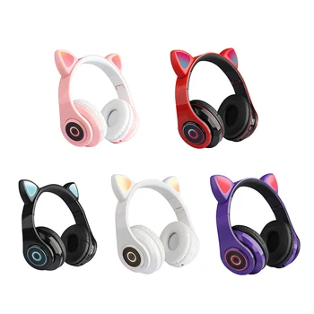 Mačka ušesa srčkan slog Brezžična tehnologija Bluetooth Glavo Igra Slušalke Mladih Otroci Slušalke Podpira TF Kartice 3,5 mm Vtič Z Mic