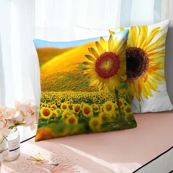 Fuwatacchi Cvetlični Naslikal zapnite Sončnično Sonce Blazino Kritje za Domači Kavč, Stol Dekoracijo Rumeni Cvetni Pillowcases