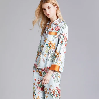2020 Novo pajama žensk pomlad in poletje tanke nighty natisnjeni moda dolg rokav sleepwear prosti čas doma storitve 2 kompleta