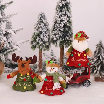 Božični Okraski Božič Apple Vrečko Risanka Santa Snjegović Elk Lutka Zadrgo Apple Vrečko Otrok Darilo Vrečko Candy Bag