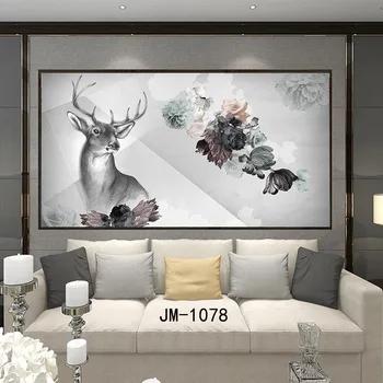 Po meri Nordijska ročno poslikano elk cvet TV sliko za ozadje sodobno minimalistično film zidana ozadje Non-woven steno pokrivna