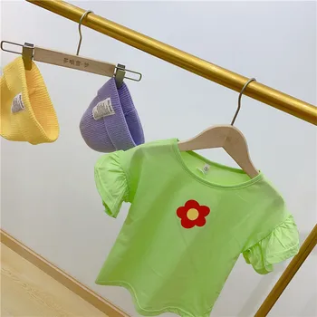 2 3 4 5 6 Letih Malčka Dekle T-srajce Moda Cvet Kratek Sleeve Majica za Dekle, Otroci, Oblačila, 2020 Poletje Otroci Tshirts Vrhovi