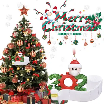 2020 Osebno Božično Drevo Preživi Doma Dekor DIY Ime Blagoslov 3D Masko Snežaka Smolo Obesek Visi Ornament