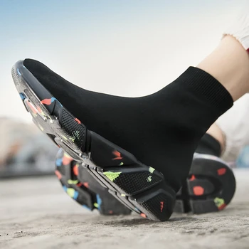 2019 novo Visoko-top slip-on nogavice, čevlji za moške dihanje non-slip ravno superge priložnostne čevlji oblikovalec blagovne znamke hip hop moški čevlji