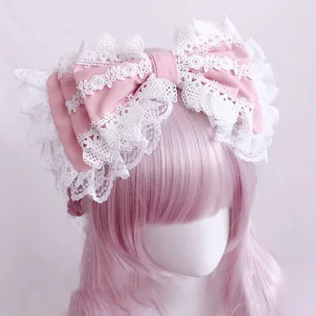 Lolita Japonski dekle softhearted sestra KC pokrivala pribor za lase Lolita čipke tri-plast lok glavo