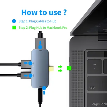 Tip-c HDMI Hub USB3.0 Aluminij Zlitine Prenosni za Miške, Tipkovnice Urad DJA88