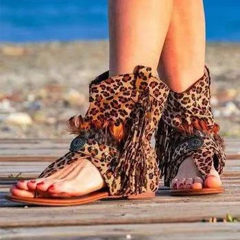 Poletje Žensk Tassel Sandali Posnetek Toe Ženske Pero Flip Flops Priložnostne Čevlji Za Ženske Rimu Ženski Copati Ženske Sandali