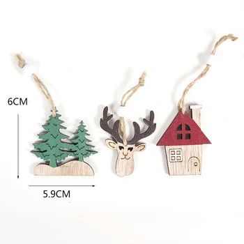 3pcs/veliko Božični Okraski Novo Leto Naravnega Lesa Božično Drevo Ornament Lesene Visi Obeski Božič Elk Decora