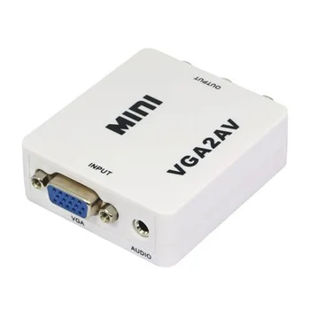 Mini VGA RCA AV Pretvornik z 3.5 mm Audio VGA2AV/CVBS+Audio Converter za HDTV PC 1080P