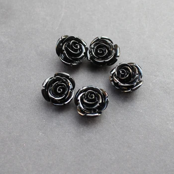 (10 Kosov/veliko) 12 mm 15 mm Črna barva Umetnega Koralni Rose Chrysoprase Koralni cvet za Nakit, izdelava