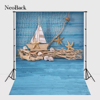 NeoBack Modri Ton Newborn Baby Seashell Jadranje Foto okolij Vinil Digitalno Natisnjena studijskega Kulise P1327