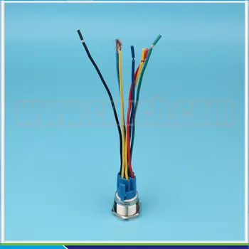 SET122 Vroče prodajo 22 mm RGB tri-barvni obroček-osvetljeni nepremočljiva pre-žično pritisni gumb stikalo