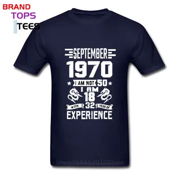 Vintage Rojen septembra 1970 majica s kratkimi rokavi moški, Rojen leta 1970 T-majice Retro Oče Oče Zahvalni dan Darilo za Rojstni dan Tshirt