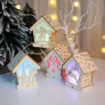 Božični Okraski, Svetlobna Lesena Hiša Okraski Za Novoletne Jelke Diy Darilo Za 2021 Božič Doma Stranka Počitnice Dekoracijo