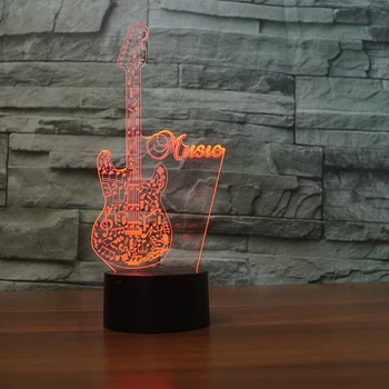 Novo Kitaro 3D Visuelle LED Nočna Lučka Namizno svetilko Doma Soba Dekoracijo Glasbila Oddaljeno 7 Sprememba Barve Najboljše Darilo Otrok