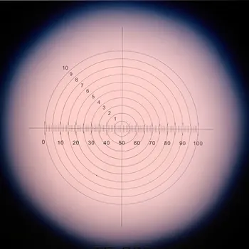 DIV 0,1 mm Koncentrična Kroga Mikrometer Mikroskopom Obsega Reticle Premer 20.4 mm