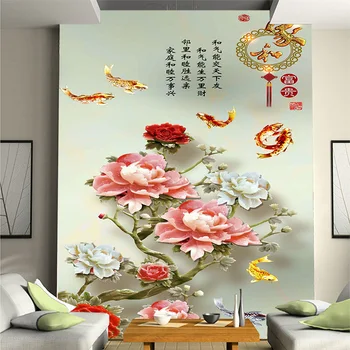 3d HD občutljivo cvetočih rožnato cvetje fotografije z pesem ozadje svilene tkanine za verando, hodnik zaslon stenski dekor