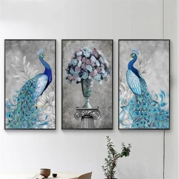 Evropski stil serije blue pavi in elk dekorativne slike za Ozadje stenske poslikave photo steno