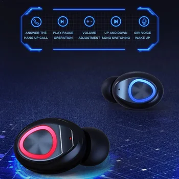 TWS Bluetooth Slušalke Z Mikrofonom, LED Zaslon Brezžična tehnologija Bluetooth Slušalke Slušalke Nepremočljiva šumov Slušalke