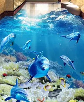 Otroci ozadje Tropskih rib, delfinov, 3d tla za otroška soba ozadje samolepilne pvc 3d tla sodobne ozadje