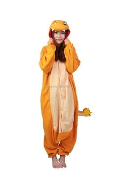 Odraslih Flanela Kigurumi Charmander Cosplay Kostum Unisex Onesies Pižamo Halloween Carnival Maškarada Stranka Jumpsuit