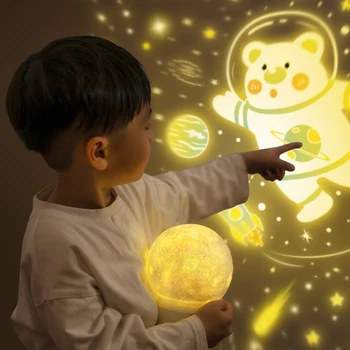 Jajce Oblikovan Zvezdnato Nebo Luna Projektor LED Lučka za Darilo Z Glasbo Creative Romantično Design Čudno Vzdušje Noč Svetlobe