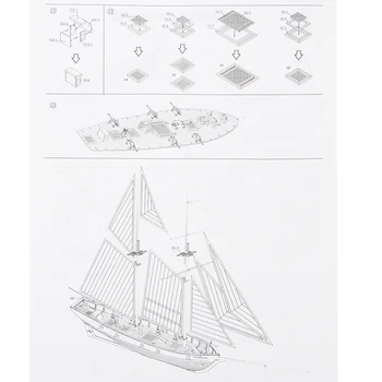 Novo 1:100 Obsega Mini Leseno Jadrnico Ladje Komplet Čoln Igrača Darilo DIY Model Dekoracijo TE889
