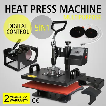 VEVOR Tovarniško Toplotno pritisnite Sublimacija Za T-Shirt/Vrč/Ploščo Klobuk Tiskalnik 5 V 1 Digitalni Heat tiska Stroj