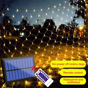 3MX2M Sončni Vrt Svetlobe LED-Net Solar Niz Luči Z Daljinskim upravljalnikom Sončne Svetilke Vodotesne Za Zunanjo Razsvetljavo