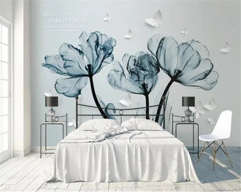 Beibehang Zgostitev modni dekorativni slikarstvo stereo 3d ozadje 3D fantasy modro cvetje TV ozadju stene papirjev doma dekor