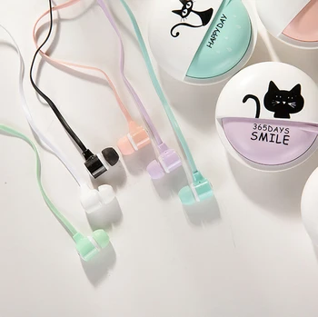 Luštna Mačka Risanka Slušalke 3.5 mm V uho Stereo Z Mikrofonom Slušalke Primeru Za Telefon Dekleta Otrok Otroka Študenta Za MP3, MP4 Darilo