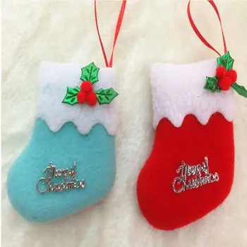 2PCS 8*8 cm Mini Christams Nogavice Novo Leto Candy Bag Naselitve Visi Božično Drevo Okraski za Dom navidad Ornament