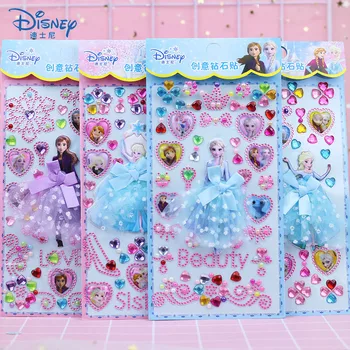 1Pcs Disney Diamond Zamrznjene Nalepke Princesa Sofija Rapunzel Scrapbooking Risanke 3D Mehurček Pisane Gem Nalepke Otroci Igrače Darilo