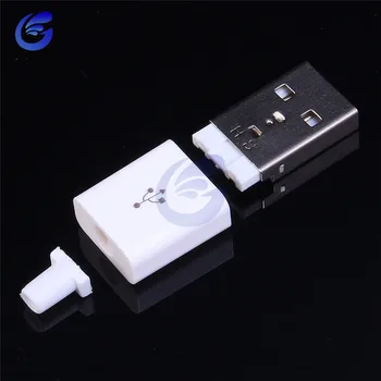 10PCS Moški Priključek USB Komplet 5P 5pin USB 2.0 Tip Vtiča A DIY Deli z Belo Plastični Pokrov
