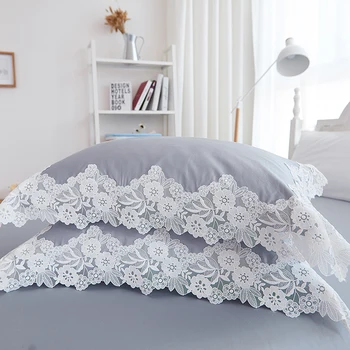 Bele čipke robu +bombaž princess style posteljnina določa Polno Kraljica King size postelja nastavite 4pcs rjuhe kritje+Bedskirt+pillowcases 36