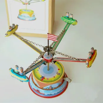 [Temil] Odraslih Kolekcija Retro Veter igrača Kovinski Tin zabaviščni park, ki se Vrtijo letalo windmil Mehanske Planu igrača številke darilo