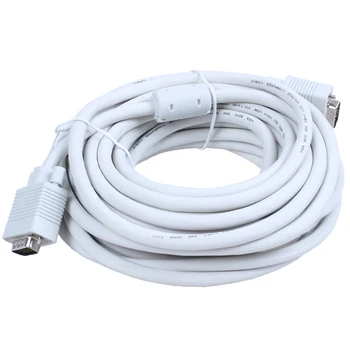 VGA kabel 10 m, 15 zatiči, moški bela