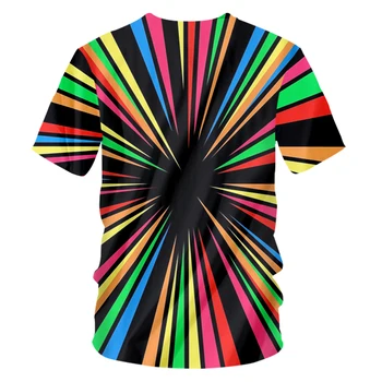 IFPD EU Velikost Majice s kratkimi rokavi Moški Nove Kratke Geometrijski 3D Tee Shirt Tiskanje Barvnih Radialne Črte Velikosti Oblačil Hombre Poletje T-shirt