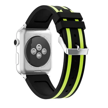 Šport silikonski trak pasu za Apple watch 4/3/2/1 42mm 38 mm gume zapestnica zapestje pas watchband za iwatch+ kovinski sponke Trakov