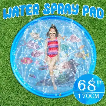 170 cm Otroški Napihljivi Vodni curek pad Krog Vodo Splash Igra Bazen Igranje Sprinkler Mat Dvorišče Zabava na Prostem Bazeni Igrača