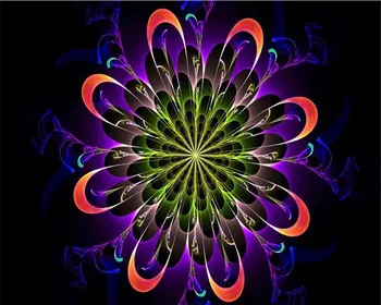 Foto Ozadje Visoko kakovostne svile ozadje s simetrično pisane razširil cvetlični okras zenit