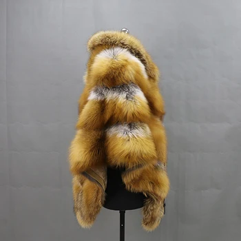 Tovarniško elegantno elegantno pozimi oblikovanje po meri krzno poncho ženske, lisica krzno plašč