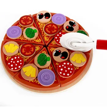 Lesena Pizza Igrača Hrane, Kuhanje Simulacije Namizna otroška Kuhinja Z Namizna Pretvarjajo, Da Igrajo Z Igračami Sadje Zelenjava