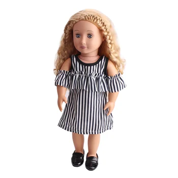 Lutka obleko Črni in beli trak obleko igrača primerna oprema 18-inch Dekle lutke in 43 cm baby doll c210