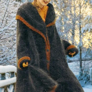Vintage Moda Toplo Plus Velikost Outwear Nad Kolena Ženske Prevelik Plašč XRQ88