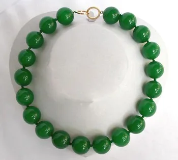 Omamljanje big 20 mm krog green jade kroglice ogrlica