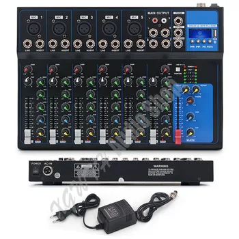 Mešalnik 7 Kanalni Audio Mixer z Bluetooth USB 48V Fantomsko Napajanje za Snemanje DJ Fazi Karaoke Glasbo, Avdio Mešalna miza