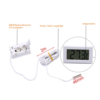 Digitalni LCD Termometer, Higrometer Temperatura Vlažnost Merilnik S Sondo Za Vozila Plazilcev Terarija Fish Tank Hladilnik