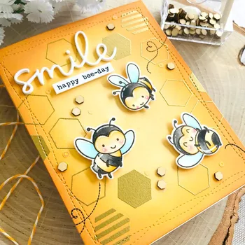 Honey Bee Baznega Tabora Medu Bujne Elegantno Cvet Jagodni Listi Vesel Besedo Pregledna, Jasno Znamk Za DIY Scrapbooking Nove Kartice